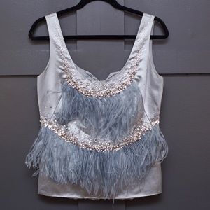 Christian Dior Boutique Silk & Ostrich Feather Top